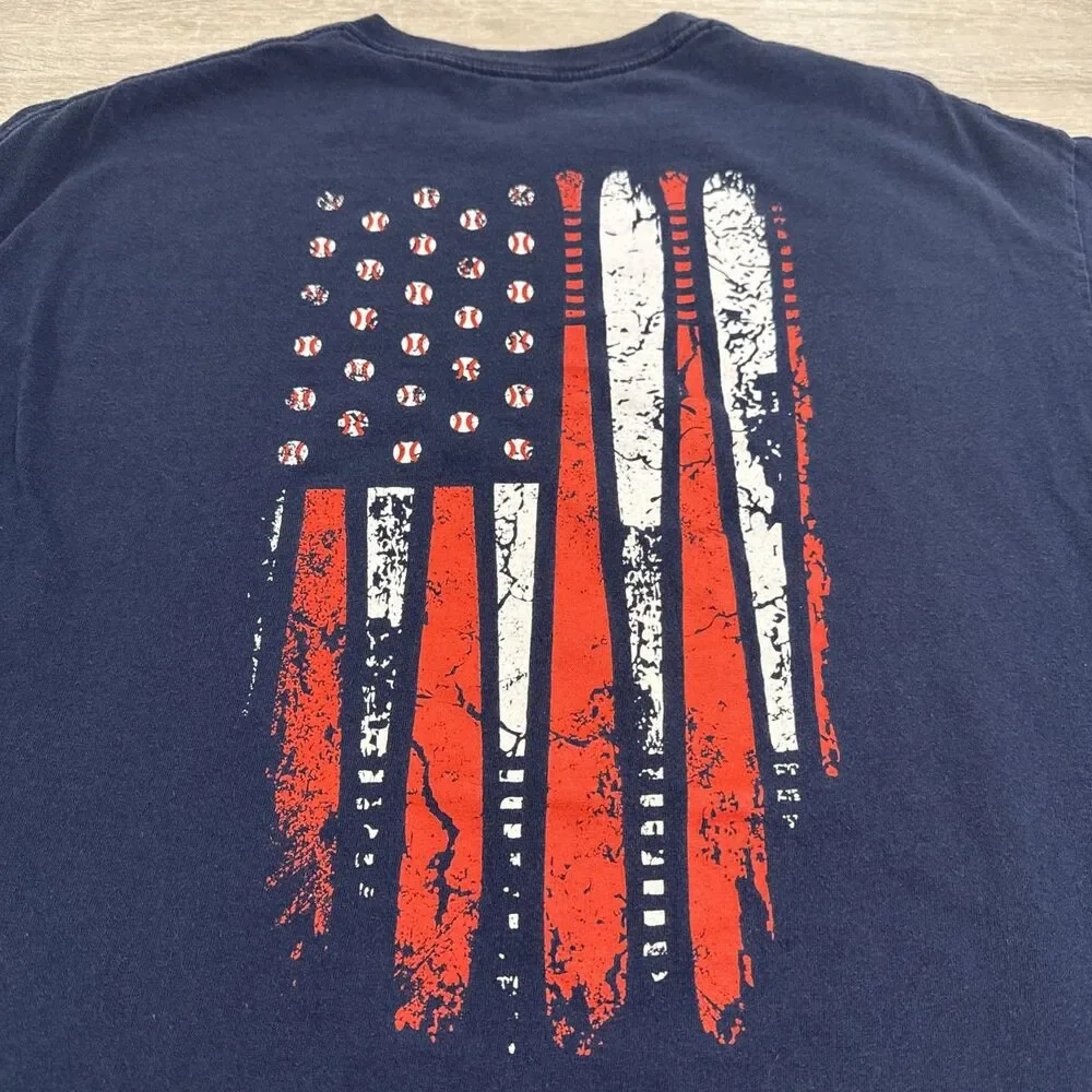 St. Louis Cardinals Shirt Men's Blue Baseball Flag Short Sleeve XL Tee